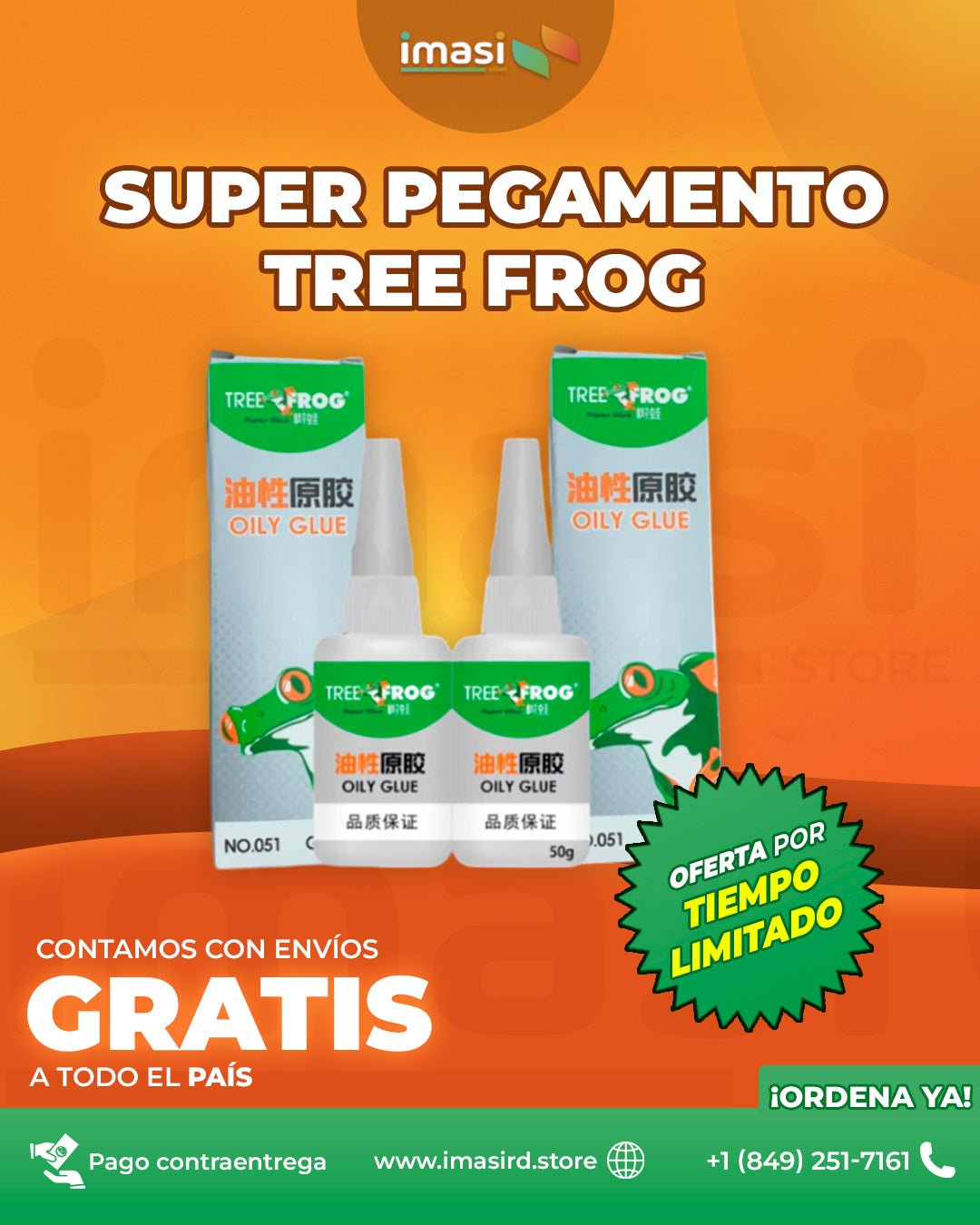 2 Super pegamentos Tree frog oily glue™ | ¡El Pegamento que Pega lo Imposible! Ideal para Plásticos, Metales y Más - IMASI RD STORE