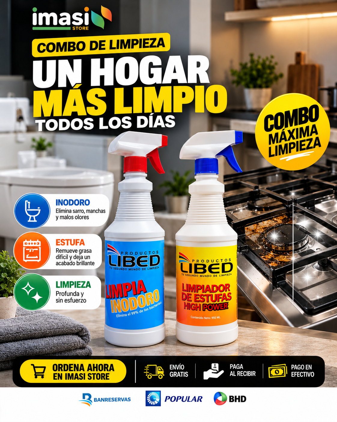 Combo limpieza: Limpia Inodoro + Limpiador de Estufas High Power | ¡Dile Adiós a la Grasa y al Sucio del Baño!
