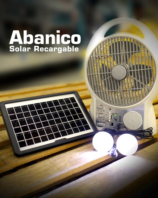 Abanico SolarBreeze™ Recargable con Bocina Bluetooth y 2 bombillos | Dile adiós al calor con este ventilador recargable y portátil - IMASI RD STORE