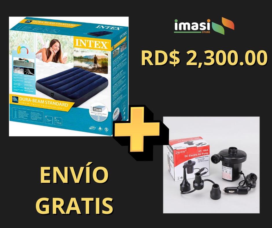COLCHÓN INFABLE PARA 1 PERSONA DE 39" + BOMBA DE AIRE - IMASI RD STORE