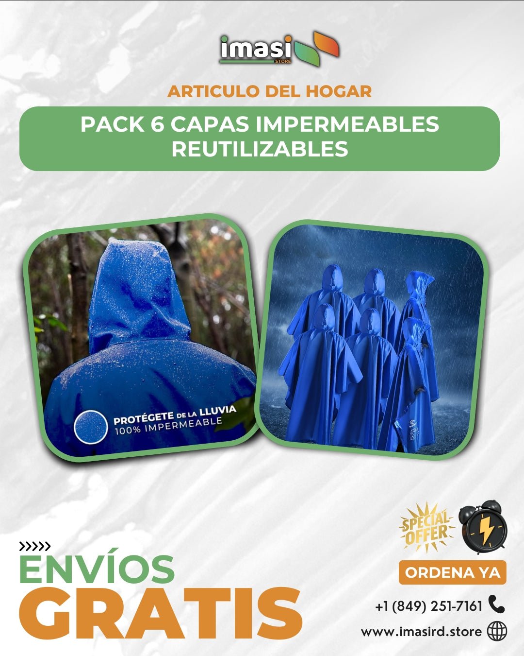 Combo 6 Capas Impermeables para Lluvia | ¡Protección, comodidad y estilo bajo cualquier clima! - IMASI RD STORE