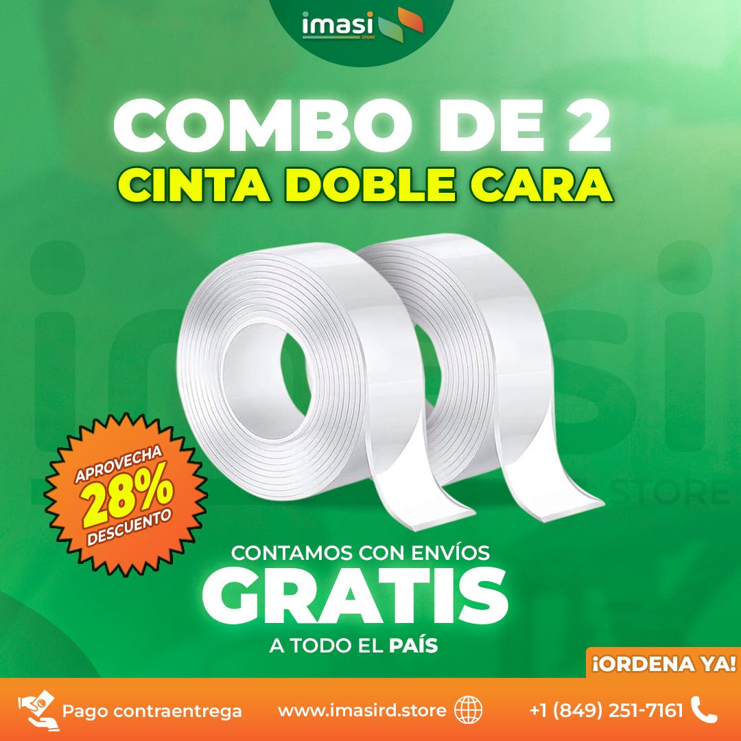 Combo de Dos (2) Cinta doble cara FixTape Ultra™ | ¡Adhesión sin límites! La cinta doble cara más fuerte y reutilizable - IMASI RD STORE