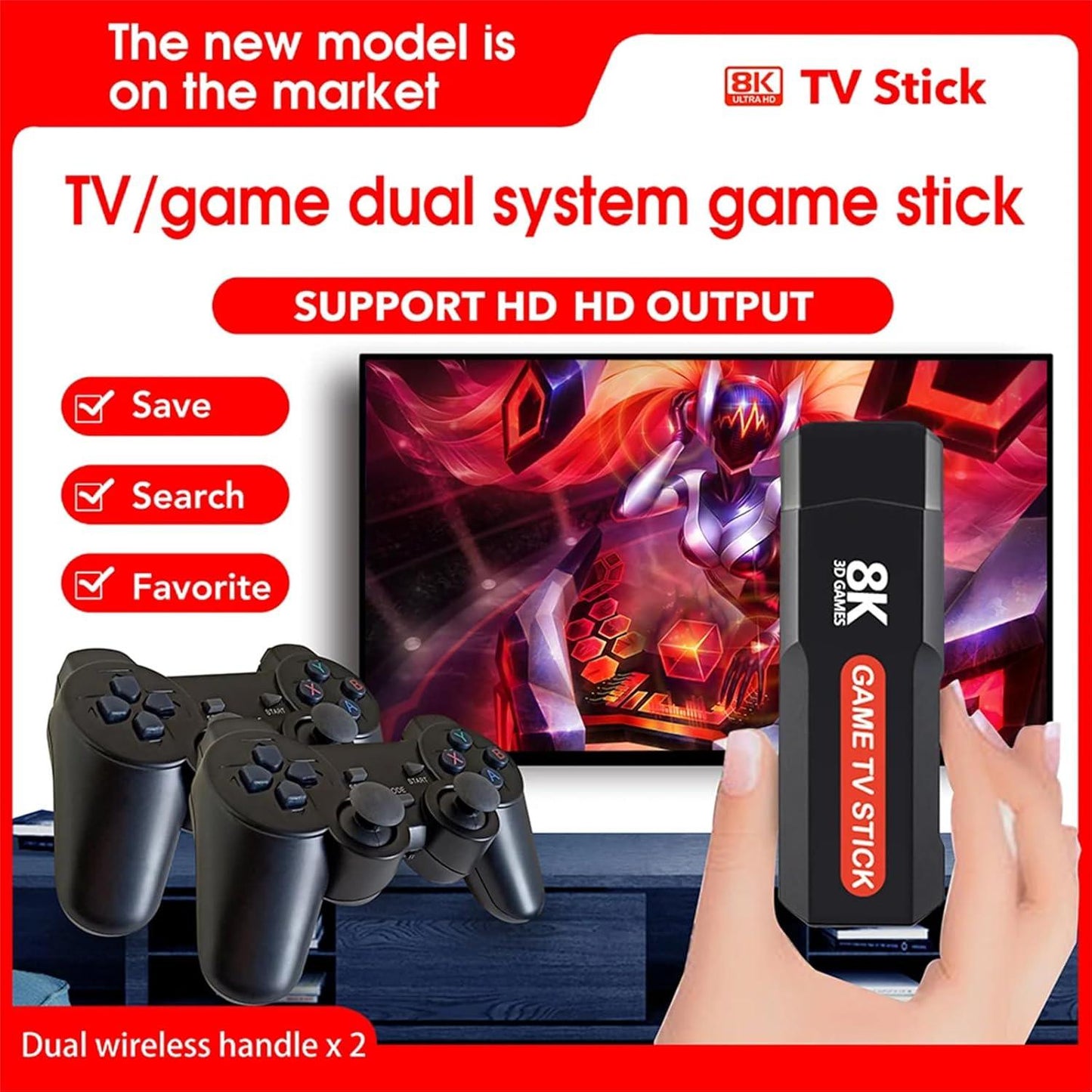 CONSOLA INTELIGENTE QUE CONVIERTE TU TV EN SMART TV Y ADEMÁS INCLUYE 10,000 JUEGOS EN 8K | INCLUYE 1 CONTROL REMOTO Y 2 CONTROLES DE VIDEOJUEGOS INALAMBRICOS - IMASI RD STORE