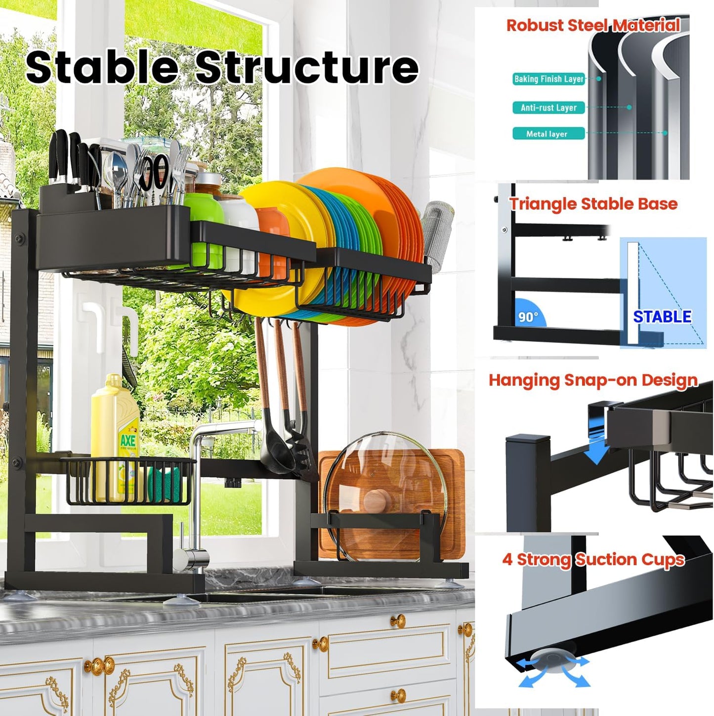 ESCURRIDOR DE PLATOS DOBLE ElegancePro™ | ACERO ANTICORROSIVO | ¡Organiza tu Cocina con Estilo y Funcionalidad! - IMASI RD STORE