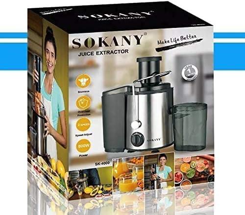 EXTRACTOR DE JUGOS DE ACERO INOXIDABLE, 800W, 2 VELOCIDADES, ALTA CALIDAD, SOKANY - IMASI RD STORE