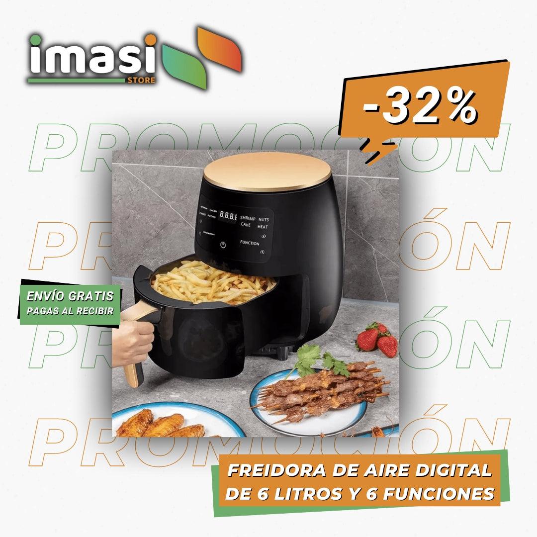 FREIDORA DE AIRE DIGITAL 6 LITROS, 2,400 WATTS, TOUCH, 6 FUNCIONES & BANDEJA ANTIADERENTE - IMASI RD STORE