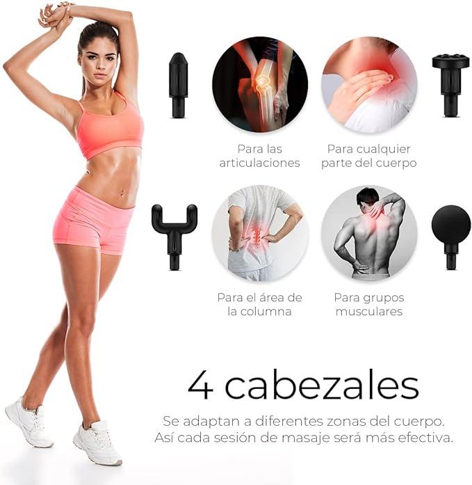 PISTOLA MASAJEADORA DE ALTA CALIDAD CON 4 CABEZAS DIFERENTES - IMASI RD STORE
