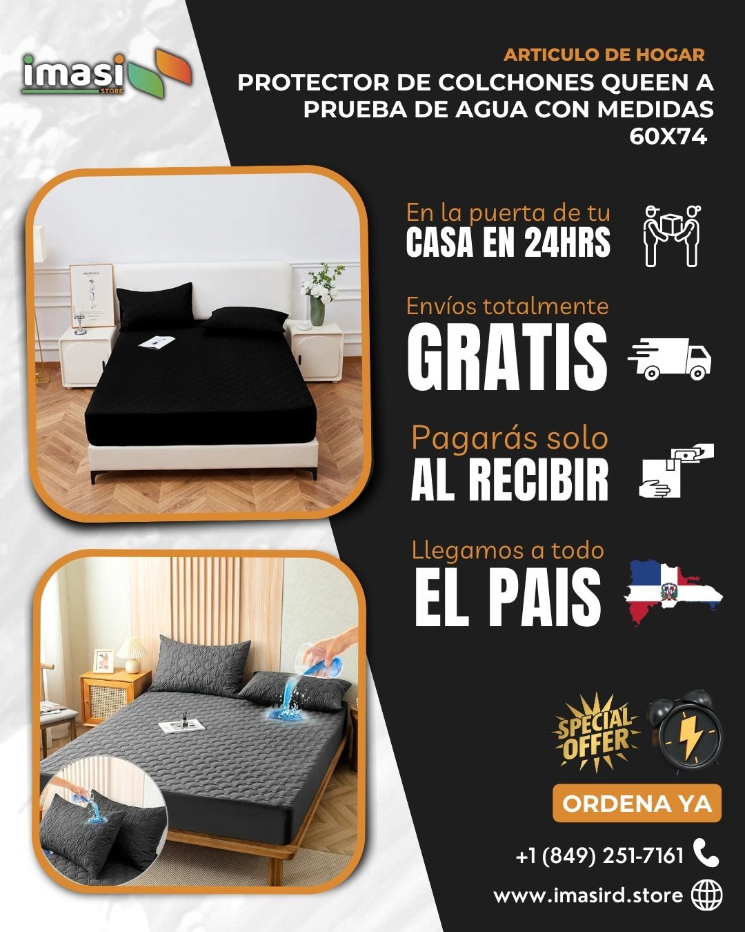 Protector de Colchones Queen Impermeable | 60x74 pulgadas – Protección Total contra Líquidos - IMASI RD STORE