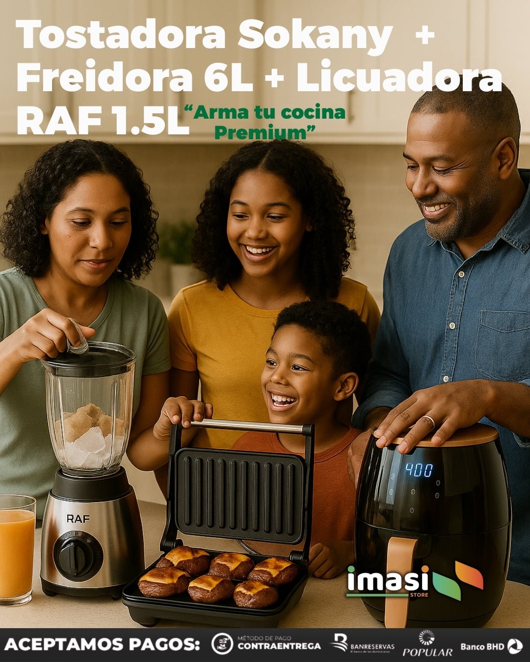 Set 3 - en - 1 Cocina Premium: Tostadora Sokany 850W · Freidora de Aire Silvercrest 6L · Licuadora RAF 1.5L | Rápida, Saludable y Práctica - IMASI RD STORE