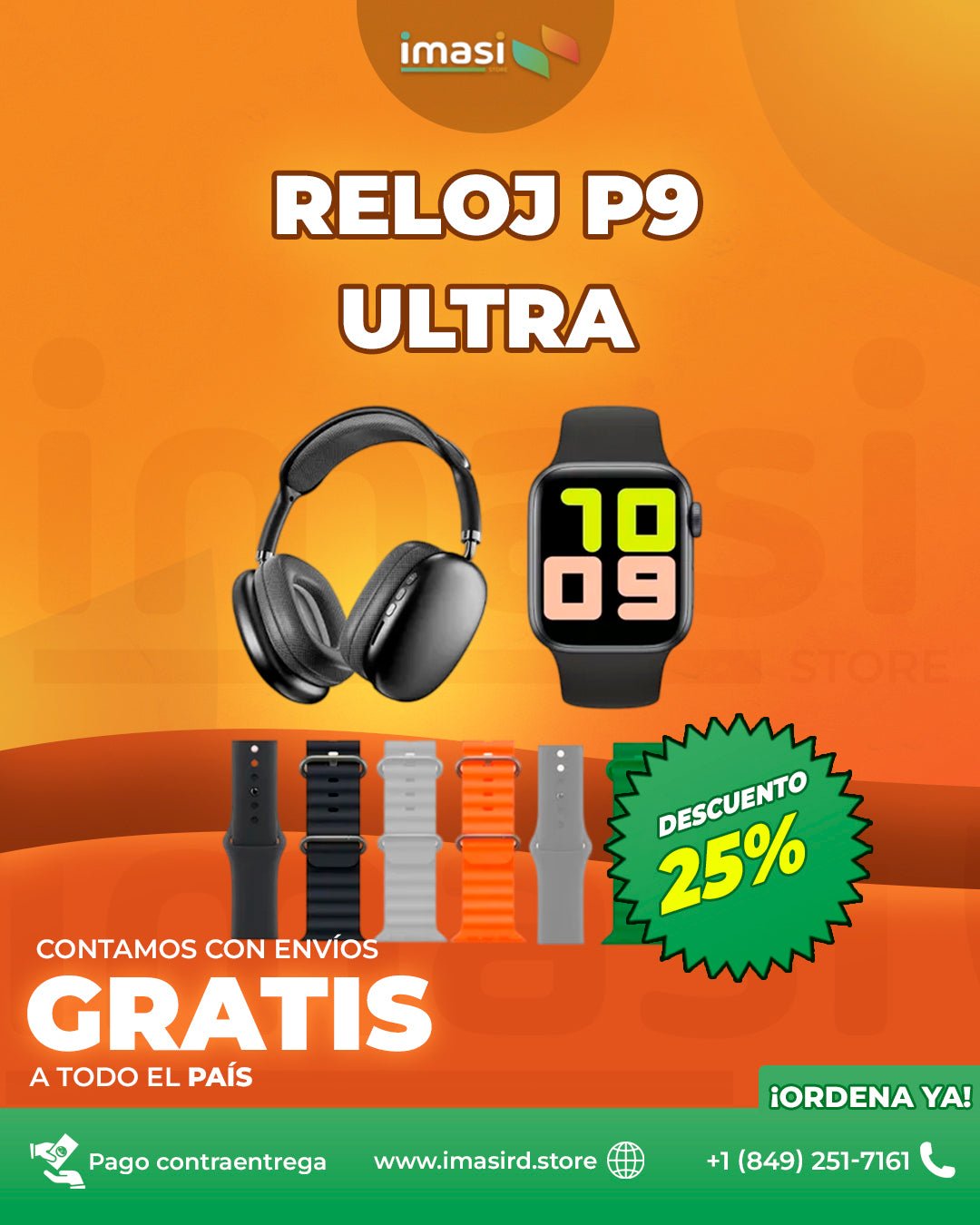 ¡Ultra Smartwatch de 7 Correas + Headphones PRO P9 Ultra 3™ | Calidad Premium | Compatible con IOS & ANDROID - IMASI RD STORE