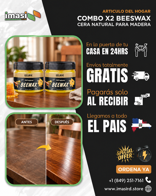 Combo de 2 Cera Beeswax Natural para Madera | Nutre, Protege y Devuelve el Brillo | Dale Nueva Vida a tus Muebles