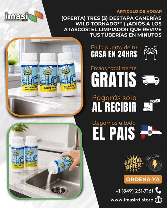 (OFERTA) Tres (3) Destapa Cañerías Wild Tornado™ | ¡Adiós a los atascos! El limpiador que revive tus tuberías en minutos