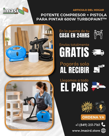 Potente Compresor + Pistola para Pintar 600W TurboPaint™ | Transforma tus Espacios con Facilidad