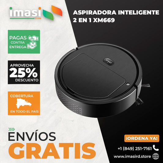Aspiradora Inteligente 2 en 1 XM669 SmartClean Pro™ | ¡Tu casa impecable sin esfuerzo con la Aspiradora Inteligente 2 en 1! - IMASI RD STORE