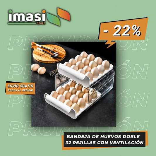 BANDEJA DE HUEVOS DOBLE - 32 HUEVOS - 2 NIVELES - IMASI RD STORE