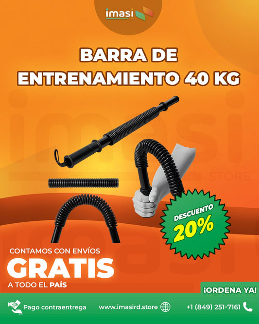 Barra de entrenamiento 40 kg PowerFlex™ | Barra de Resistencia 40kg – Fortalece tus Brazos en Casa o Donde Quieras - IMASI RD STORE