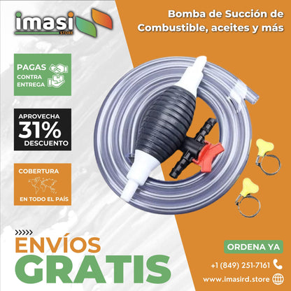 Bomba de Succión manual de Combustibles, aceites y todo tipo de líquidos - IMASI RD STORE