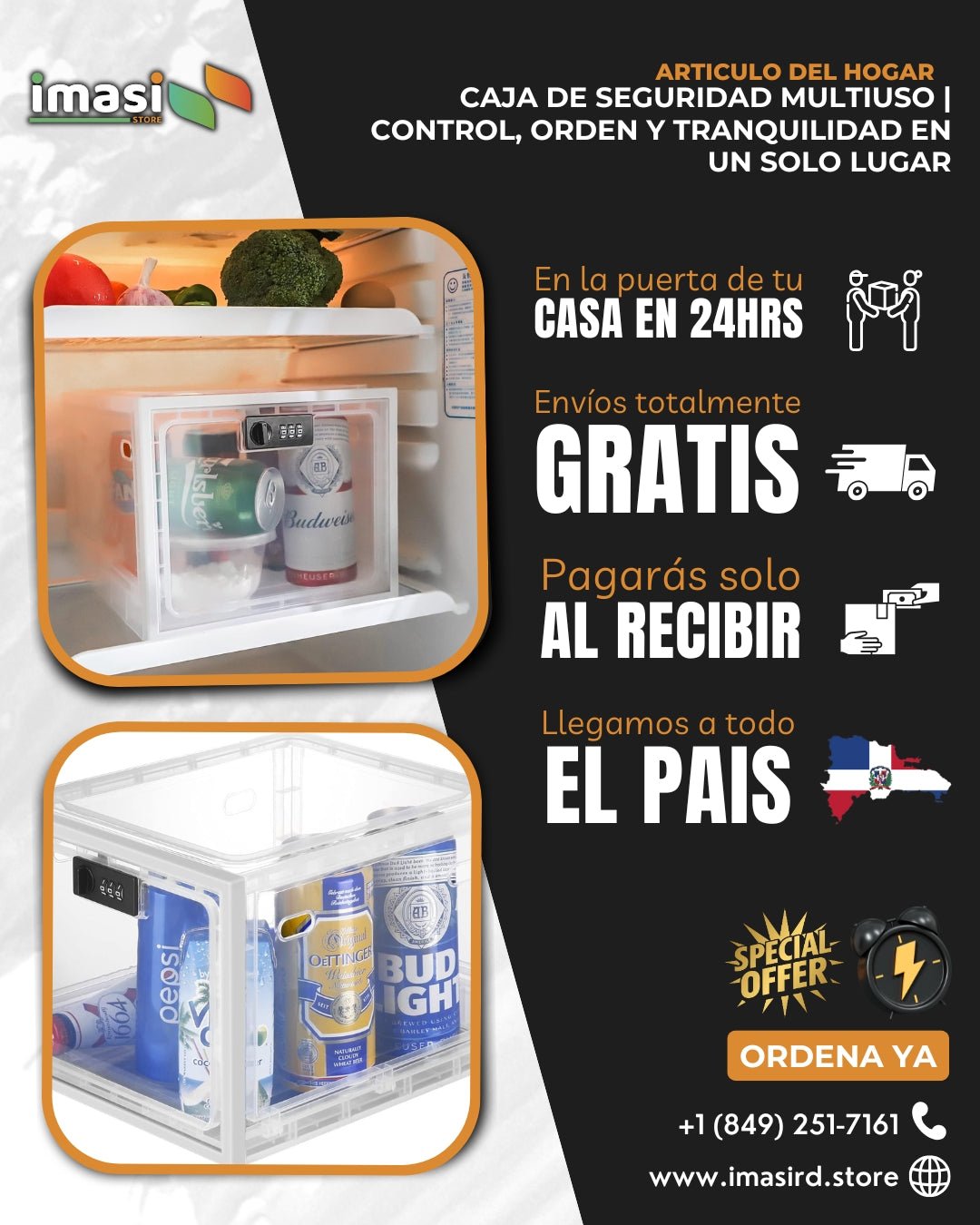 Caja de Seguridad con Cerradura de Combinación | Multiuso y Alta Capacidad 📱💊🍪 - IMASI RD STORE