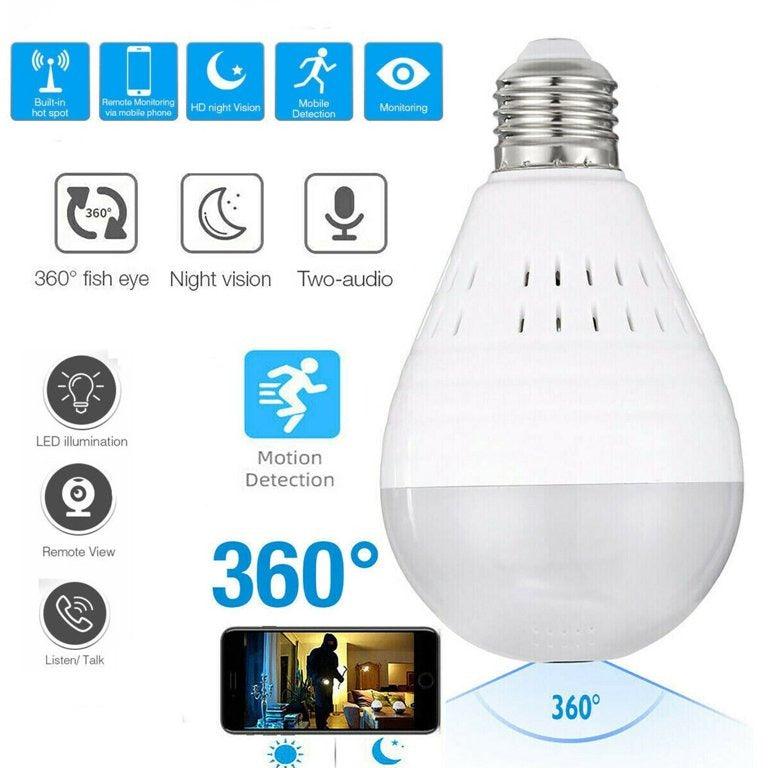 Cámara bombillo full hd, wifi, visión noctura, audio, deteción de movimiento, etc... - IMASI RD STORE