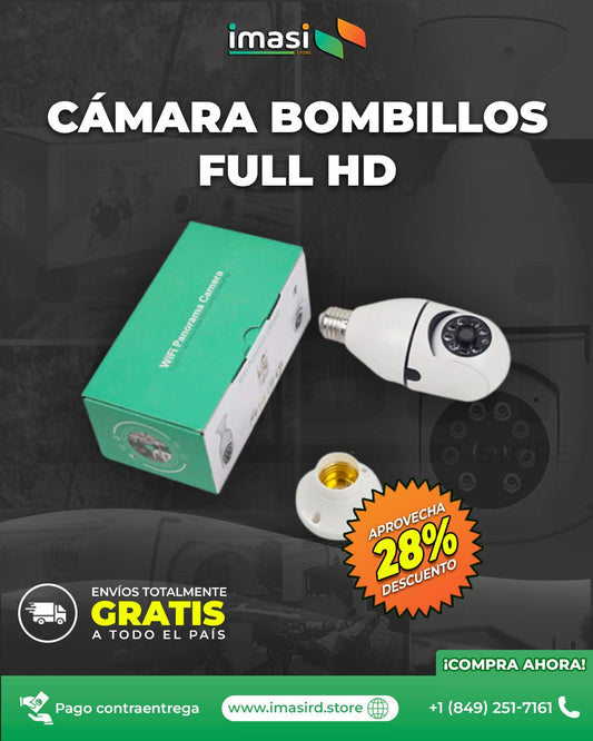 Cámara de Seguridad inalámbrica Tipo Bombillo SafeLight™ | Seguridad Inteligente 360° al Instante: ¡Solo Enróscala! - IMASI RD STORE