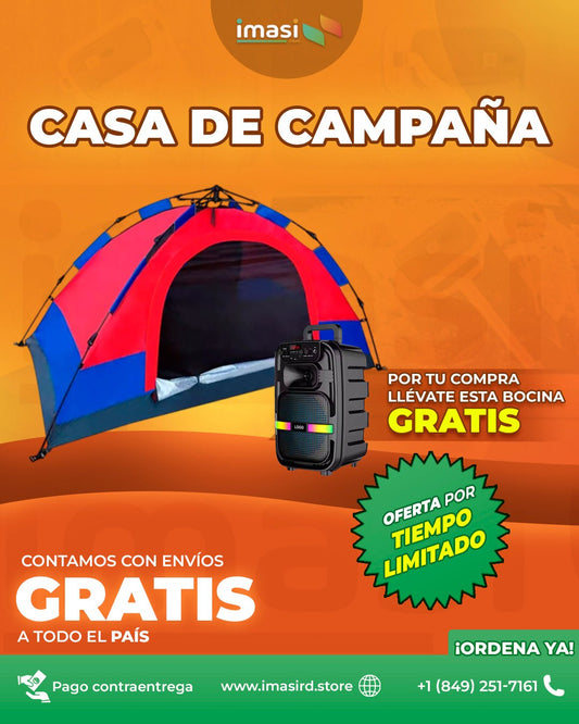 Casa de Campaña (Te llevas GRATIS una Bocina Bluetooth) CampXtreme™ | Explora sin límites: comodidad + música donde vayas - IMASI RD STORE