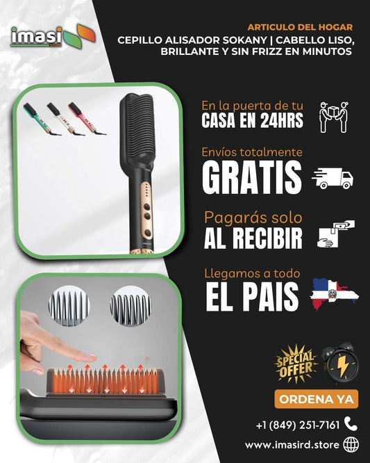 Cepillo Alisador Sokany | Cabello Liso, Brillante y Sin Frizz en Minutos ✨ - IMASI RD STORE