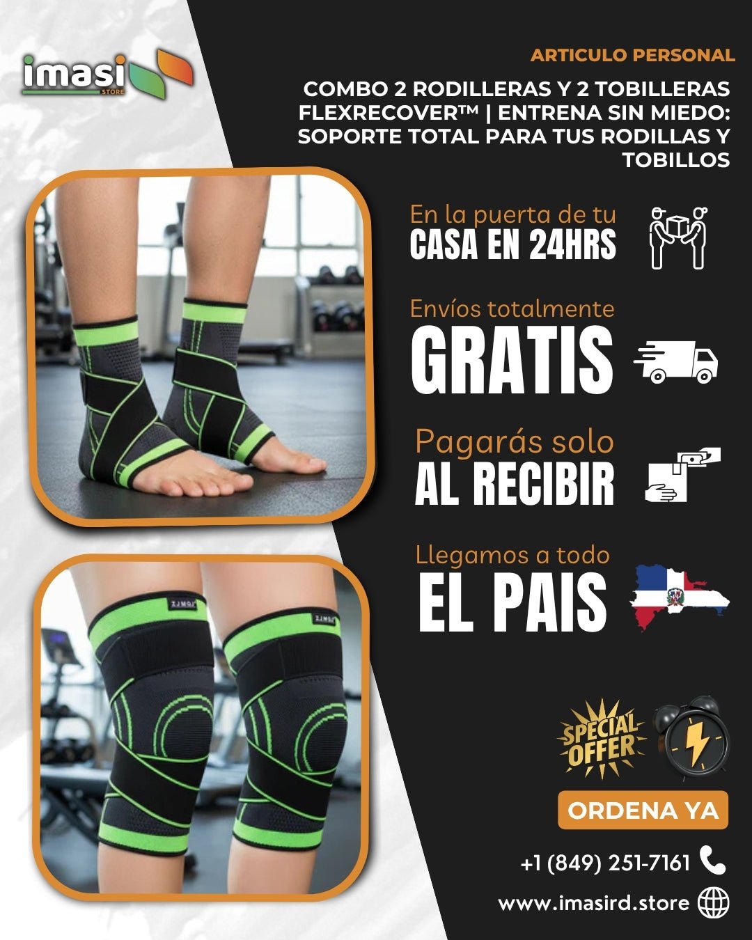 Combo 2 Rodilleras y 2 Tobilleras FlexRecover™ | Entrena sin miedo: soporte total para tus rodillas y tobillos - IMASI RD STORE