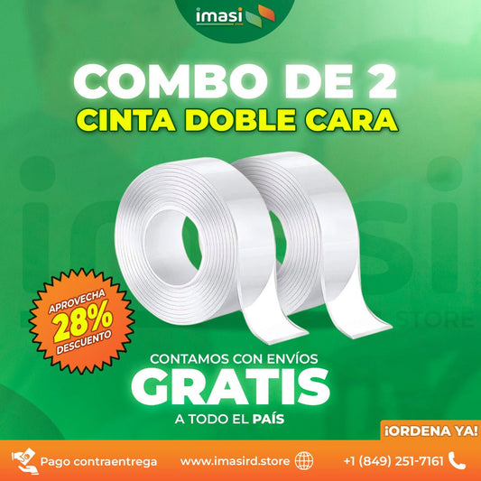 Combo de Dos (2) Cinta doble cara FixTape Ultra™ | ¡Adhesión sin límites! La cinta doble cara más fuerte y reutilizable - IMASI RD STORE
