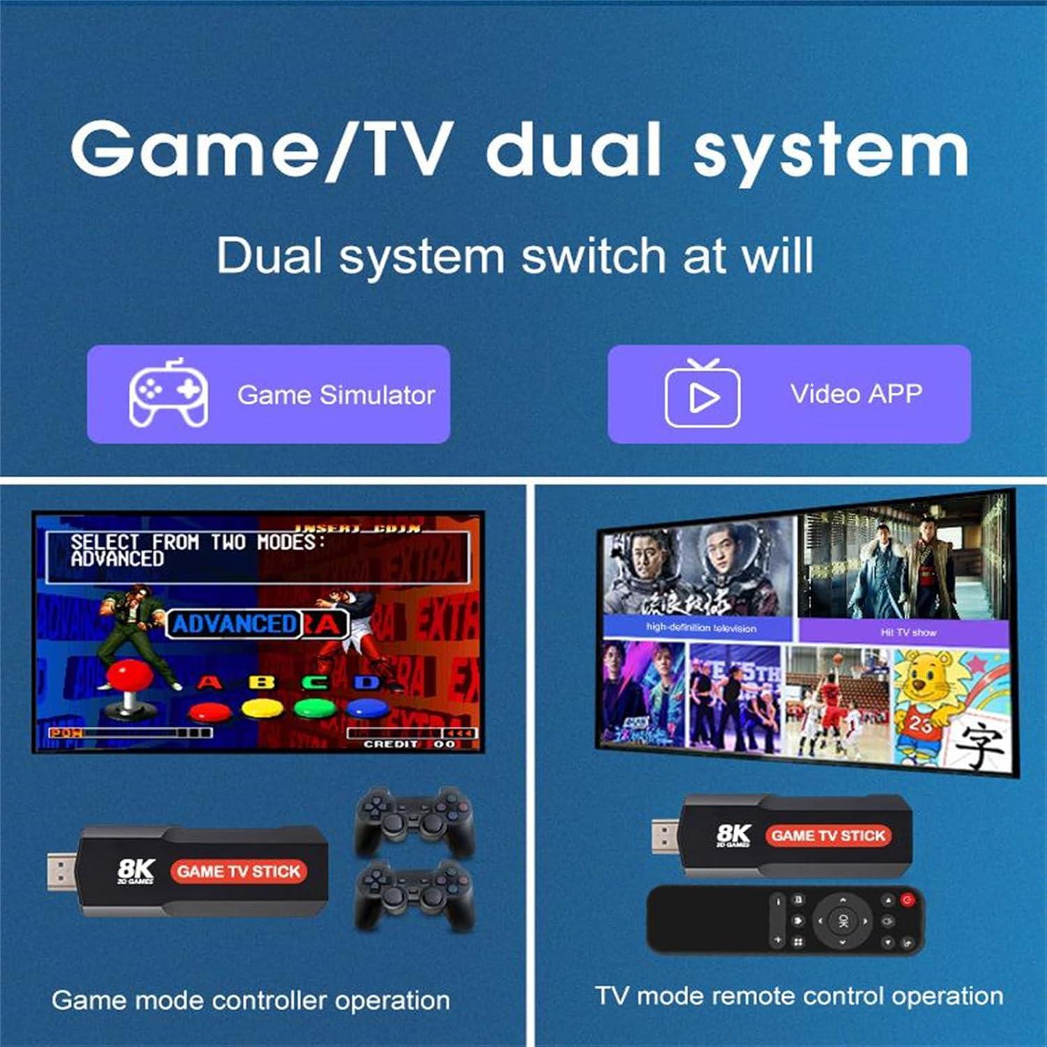 CONSOLA INTELIGENTE QUE CONVIERTE TU TV EN SMART TV Y ADEMÁS INCLUYE 10,000 JUEGOS EN 8K | INCLUYE 1 CONTROL REMOTO Y 2 CONTROLES DE VIDEOJUEGOS INALAMBRICOS - IMASI RD STORE