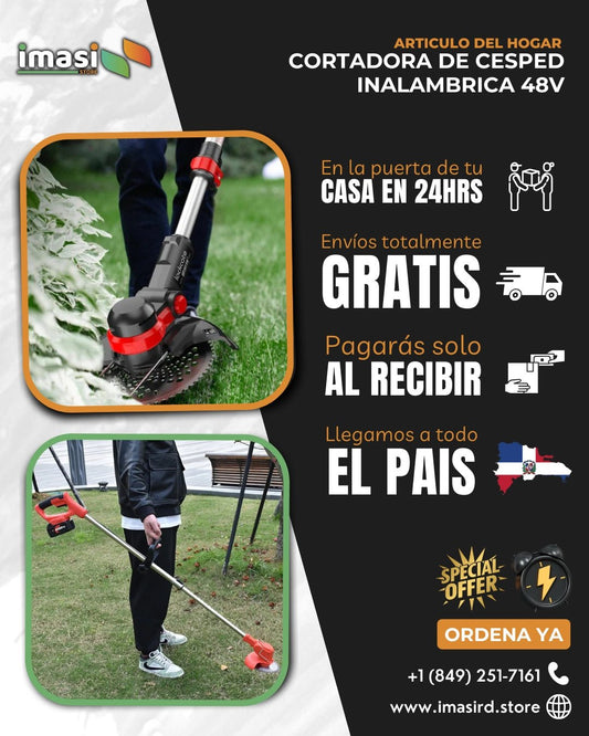Cortadora De Cesped Inalambrica 48V GreenForce™ | ¡Despídete de los cables! | 2 Baterías 48v & 10,000 RPM - IMASI RD STORE