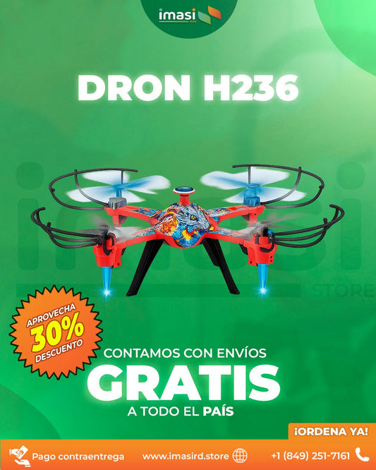 DRON H236 AeroFun™ | ¡Domina el cielo! Drone H236 con giros 360° y luces LED - IMASI RD STORE
