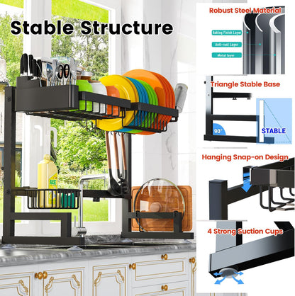 ESCURRIDOR DE PLATOS DOBLE ElegancePro™ | ACERO ANTICORROSIVO | ¡Organiza tu Cocina con Estilo y Funcionalidad! - IMASI RD STORE