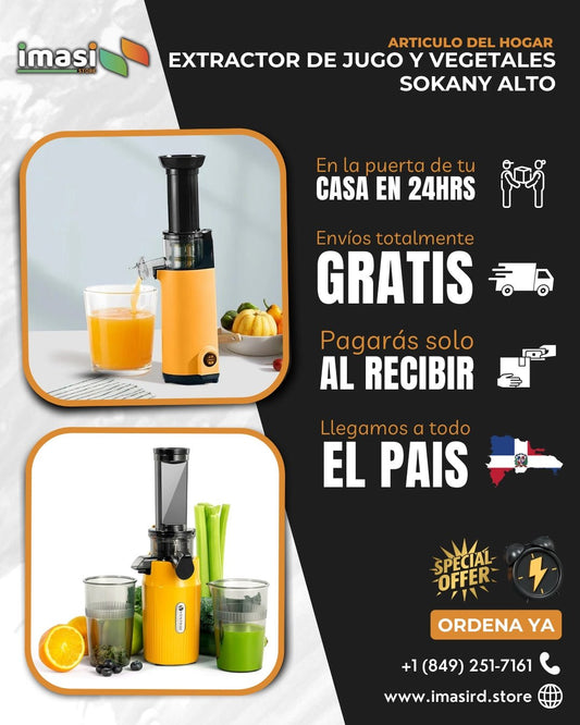 EXTRACTOR SOKANY ALTO RENDIMIENTO 120W 🥤 | Más Jugo, Más Nutrientes, Fácil de Limpiar – ¡Ideal para tu Hogar! - IMASI RD STORE