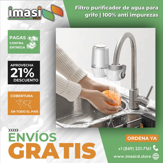 Filtro Purificador de Agua para Grifo | Elimina óxdo, parásitos, cloro, sucio, moho y más! - IMASI RD STORE