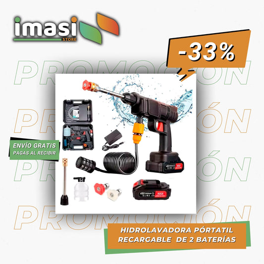 HIDROLAVADORA PÓRTATIL RECARGABLE DE ALTA PRESIÓN | 2 BATERÍAS DE 48V - IMASI RD STORE