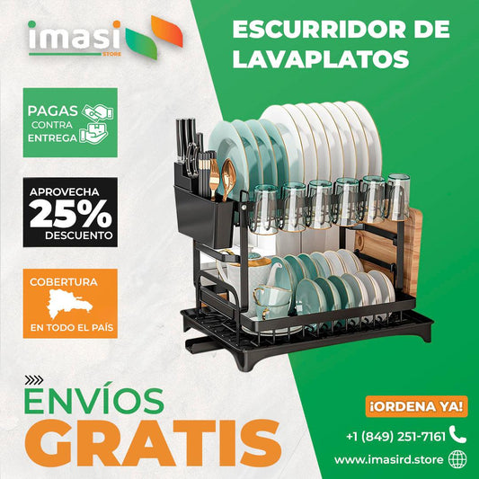 Kitchen Pro Elite™ Escurridor de Platos de 2 Niveles: Organiza tu cocina con estilo - IMASI RD STORE