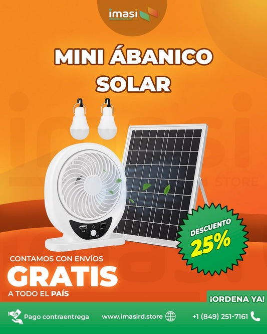Mini Ábanico Solar Recargable EcoLuz™ | Ventilador Solar con Focos LED – ¡Olvídate de los apagones! - IMASI RD STORE
