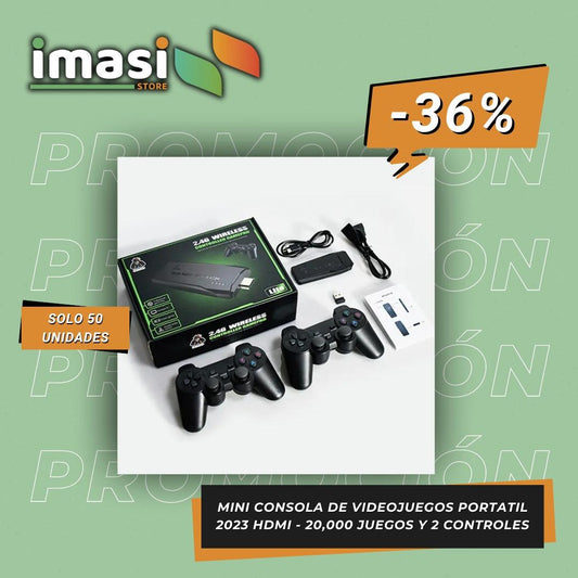 MINI CONSOLA DE VIDEOJUEGOS PORTATIL 2023 HDMI - 20,000 JUEGOS Y 2 CONTROLES - IMASI RD STORE