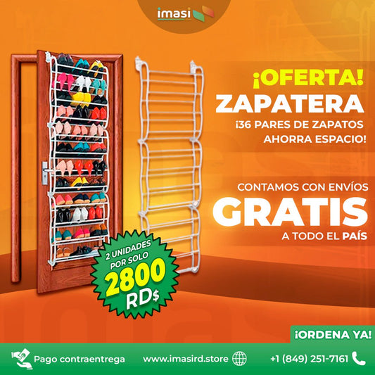 (OFERTA) COMBO DOS (2) ZAPATERA COLGANTE MaxFit™ DE PUERTA - HASTA 36 PARES | Práctico, resistente y fácil de instalar | El zapatero que necesitas - IMASI RD STORE