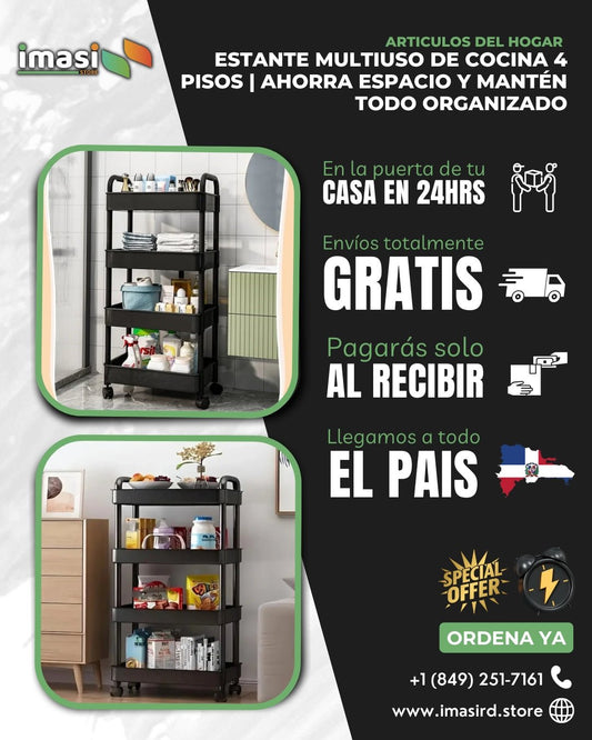 Organiza tu Cocina con el Estante Multiuso de 4 Niveles 🍴 | Más Espacio, Más Comodidad - IMASI RD STORE