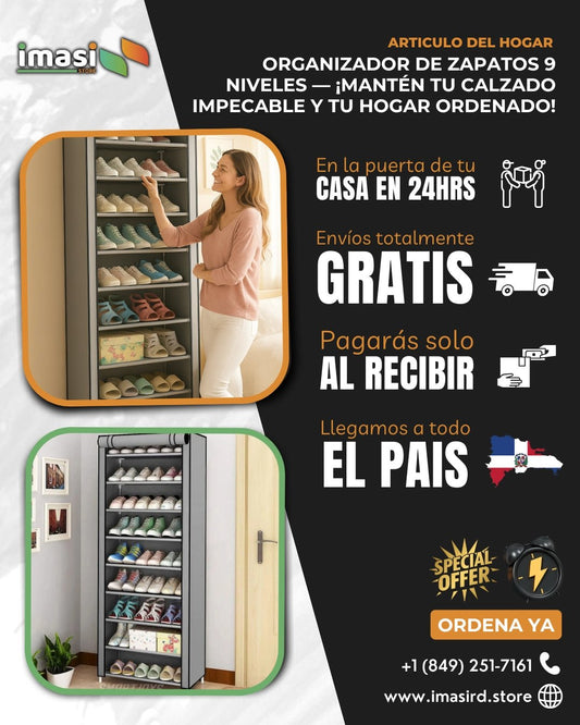 Organizador de Zapatos 9 Niveles | "Mantén tu calzado impecable y tu hogar ordenado" - IMASI RD STORE