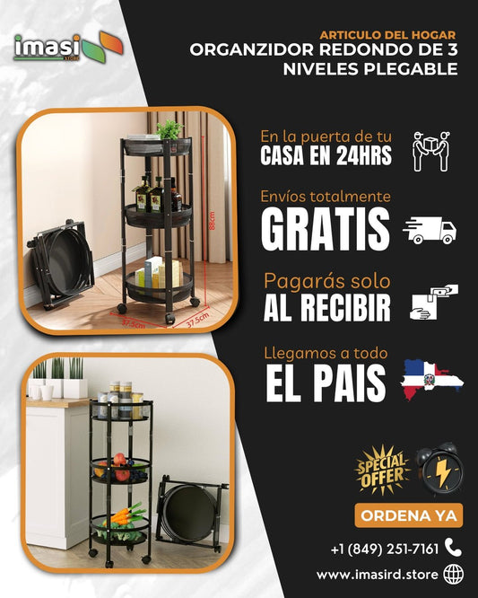 Organizador Redondo de 3 Niveles Plegable | El organizador que transforma cualquier espacio - IMASI RD STORE