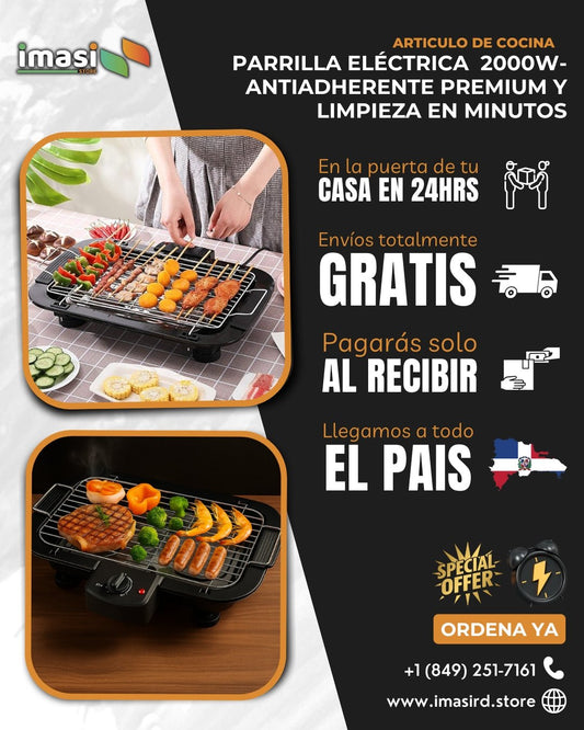 Parrilla Eléctrica 2000W Antiadherente Premium | Cocina fácil, rápida y sin humo - IMASI RD STORE