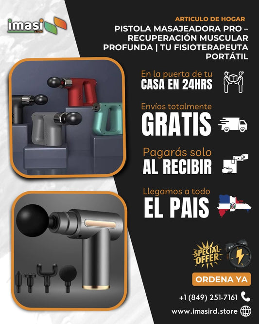 Pistola Masajeadora Pro – Recuperación Muscular Profunda | Tu Fisioterapeuta Portátil - IMASI RD STORE