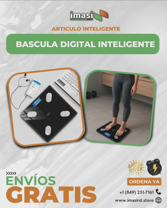 Báscula Digital Inteligente | Mide Peso, Grasa, Músculo e Hidratación con App Móvil 📱