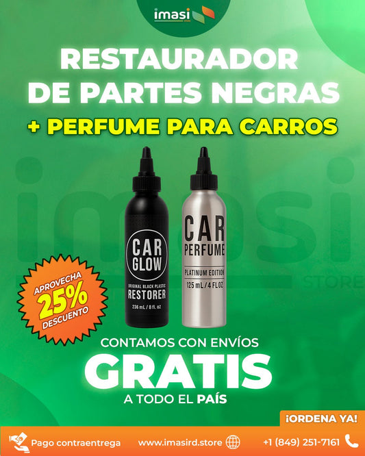 Restaurador de partes negras + Perfume para autos AutoRevive™ | Devuelve el Color y Brillo Original de tu Carro + Aroma Premium - IMASI RD STORE