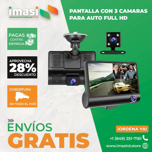 SafeView 360™ 3 en 1: Cámara frontal, interior y reversa en un solo dispositivo - IMASI RD STORE