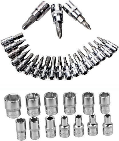 SET DE HERRAMIENTAS CROMADAS 46 PZ - CUBOS, BARRAS, PUNTAS, JUNTAS Y CHICHARRA - IMASI RD STORE