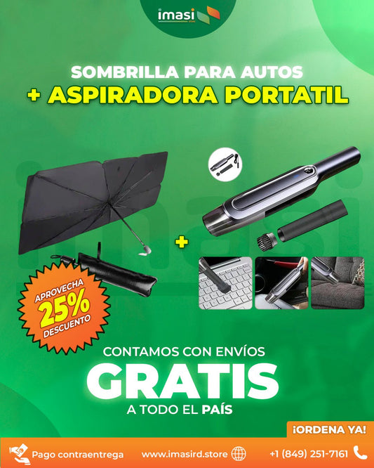Sombrilla para Autos + Aspiradora Portatil FreshRide™ | ¡Mantén tu carro fresco y limpio con un solo combo! - IMASI RD STORE