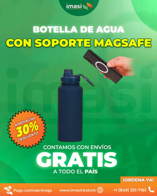 Termo de agua con Soporte MagSafe y Conservador de Temperatura | ¡Evita Dañar o Perder tu móvil mientras te ejercitas! - IMASI RD STORE